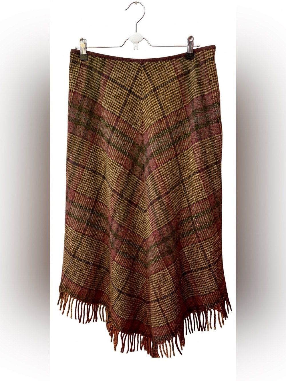 Lauren Ralph Lauren 100% Lambswool Plaid Fringe Hem Skirt - Size 12